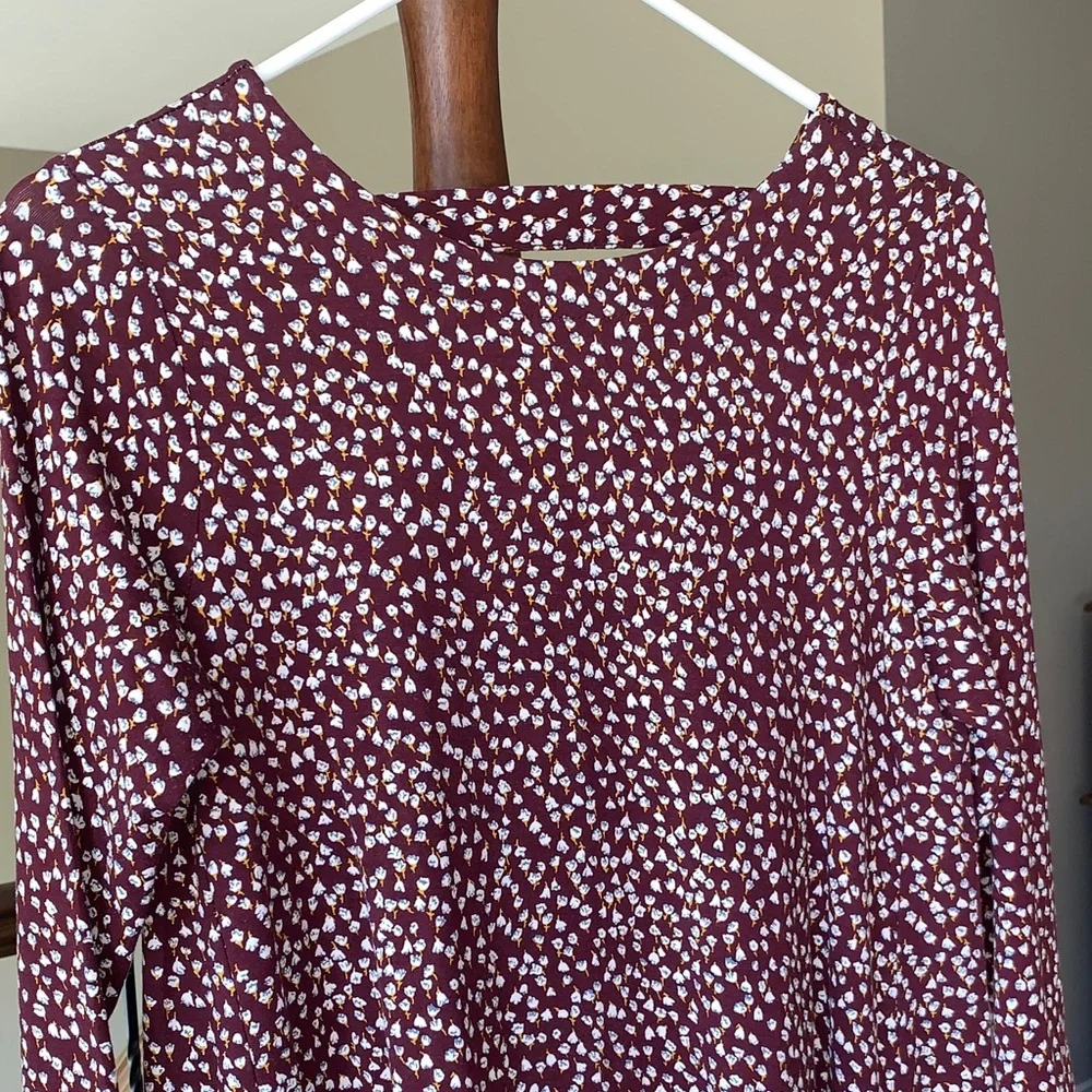 Loft Outlet Petite Maroon Swing Dress 3/4 sleeves size small - Picture 14 of 15